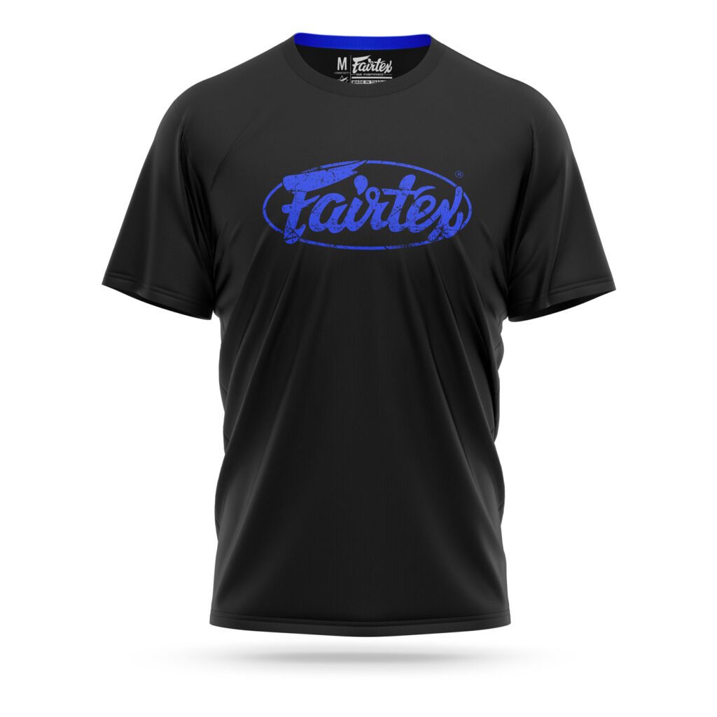 Fairtex neon blue shredded logo t-shirt