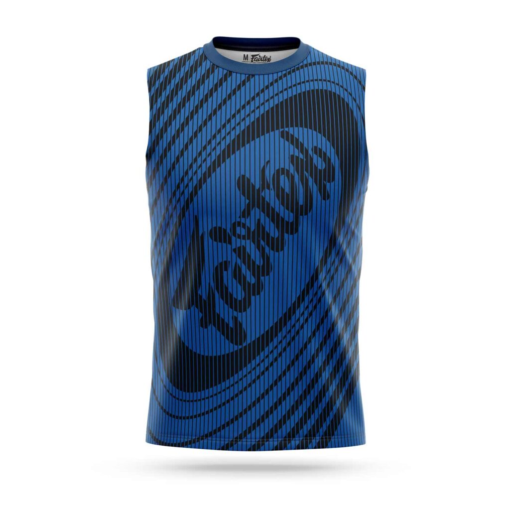 Fairtex sleeveless sport t-shirt Thai stripes blue