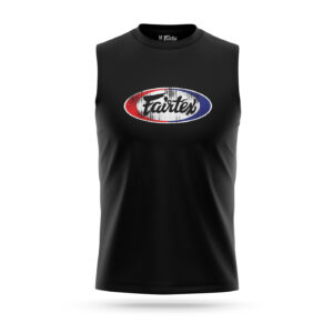 Fairtex black sleeveless t-shirt scratched logo