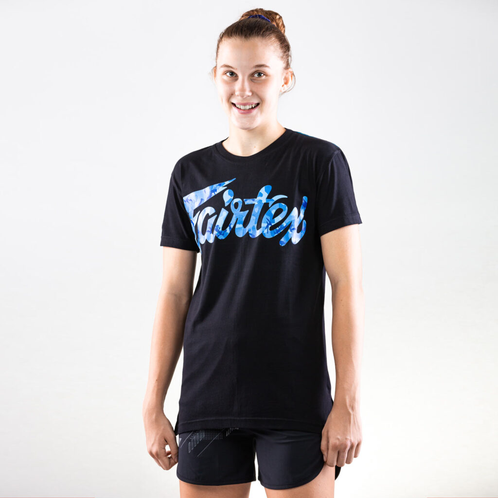 Fairtex t-shirt camo logo blue