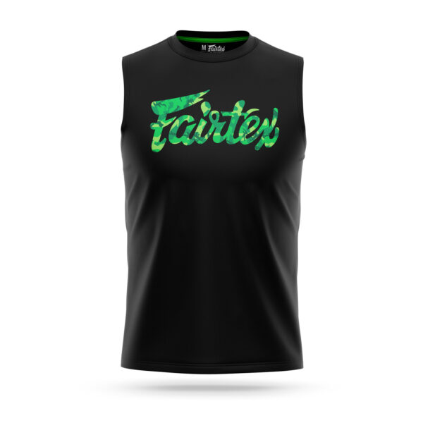 Fairtex sleeveless camo logo t-shirt green